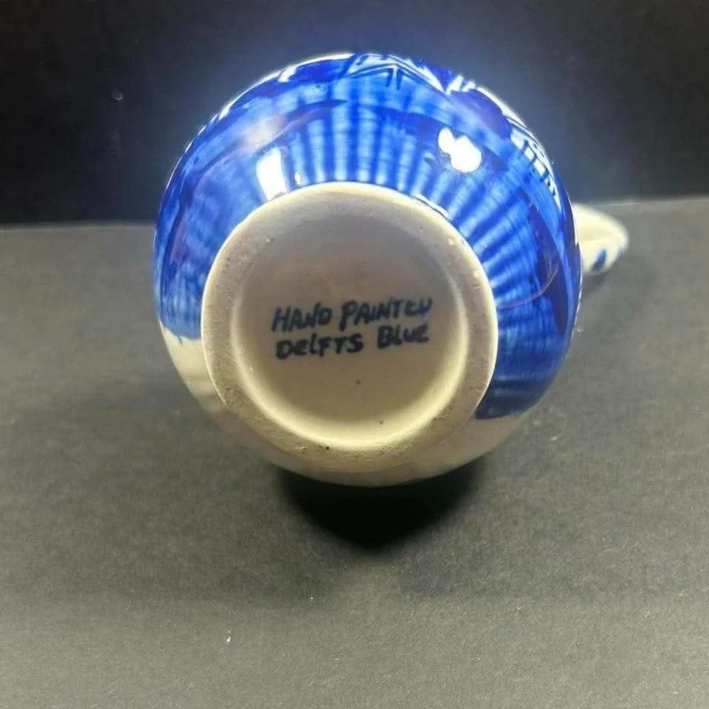 Delfts Blue‎ Miniature Pitcher White Blue Hand Painted Windmill Decor